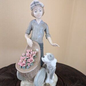 Mediflor Valencia Porcelain LLadro style Flower seller w dog